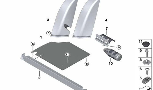 Cubierta derecha asiento trasero OEM 52208067612 para BMW F82 M4 GTS (modelos 4S91, 4S92, 4S93). Original BMW.