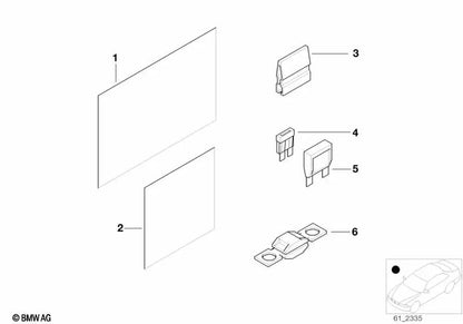Tarjeta de Asignación de Fusibles para BMW Z4 E85, E86 (OEM 71236987935). Original BMW