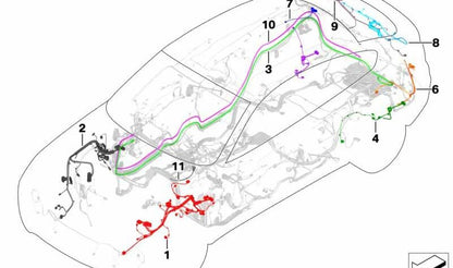 Cables de reparación delanteros izquierdos OEM 61119252431 para BMW X3 F25, X4 F26. Original BMW.