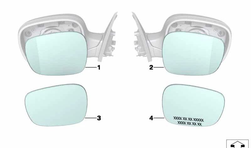 Cristal espejo gran angular izquierdo OEM 51163455595 para BMW X3 E83 LCI (02/2006 - 08/2010). Original BMW.