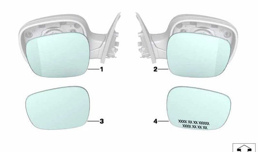 Cristal espejo gran angular izquierdo OEM 51163455595 para BMW X3 E83 LCI (02/2006 - 08/2010). Original BMW.