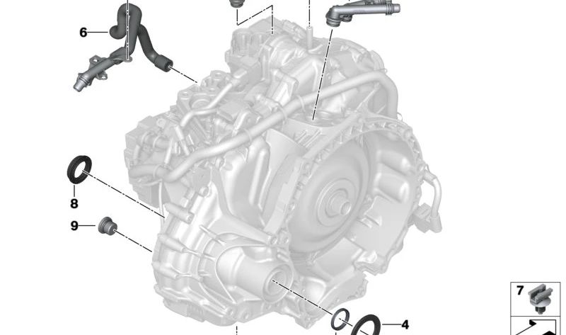 Kit de serviço de resfriamento do inversor para BMW Série 1 F70, Série 2 U06, X1 U11, X2 U10, MINI U25 (OEM 28005A410B6). BMW original
