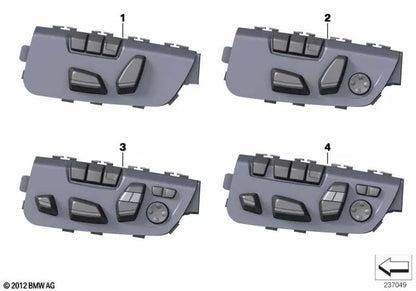 Interruptor reglaje asiento izquierdo OEM 61319347457 para BMW Serie 6 F06, F12, F13... y más. Original BMW.