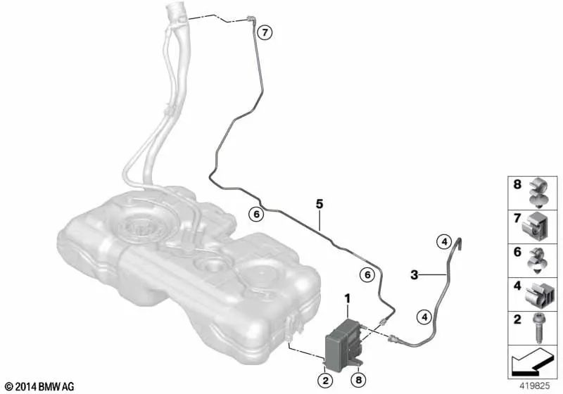 Aktiver Kohlenstofffilter für BMW 2 F45N -Serie, F46N X1 F48, F48N X2 F39 und Mini F60, F60N (OEM 16137476384). Original BMW