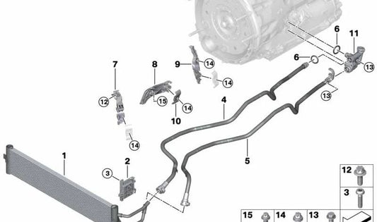 Tubería de aceite de la caja de cambios OEM 17229847127 para BMW G30 y G31 (530i xDrive, 540i xDrive). Original BMW.