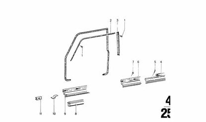 Moldura pilar B derecha OEM 51711819818 para BMW E30. Original BMW.