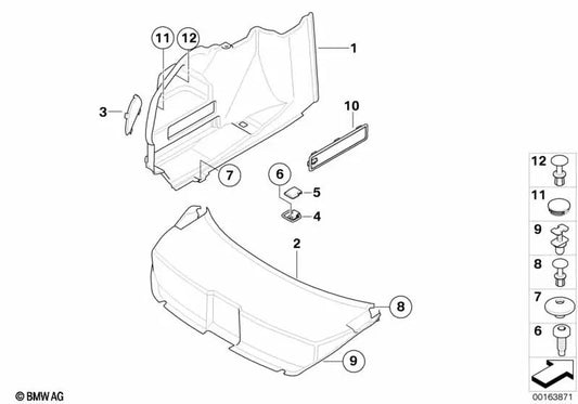 Revestimento do tronco esquerdo para BMW E63, E63N (OEM 51476973523). BMW original