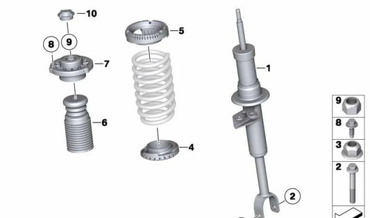 Amortiguador delantero izquierdo OEM 31316789603 para BMW F12, F12N. Original BMW.
