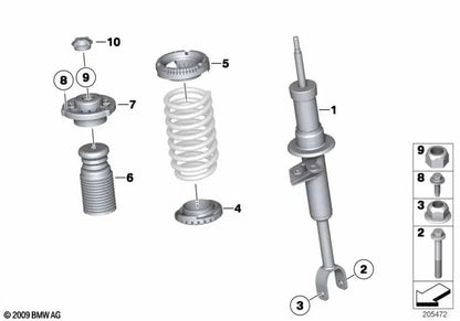 Amortiguador delantero derecho para BMW F10N (OEM 31316863662). Original BMW.