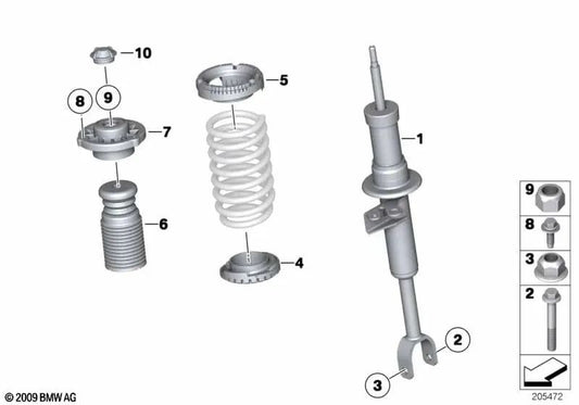 Assorbitore anteriore sinistro per BMW F13, F13N (OEM 31316789609). BMW originale