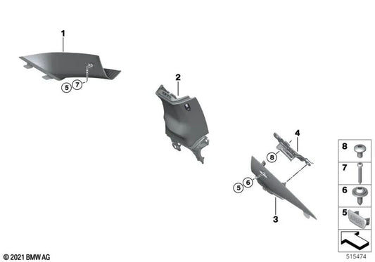 Upper right B-pillar inlay for BMW G42, G87 (OEM 51438746222). Original BMW.