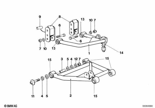Brazo de suspensión superior derecho OEM 33322160370 para BMW E38. Original BMW.
