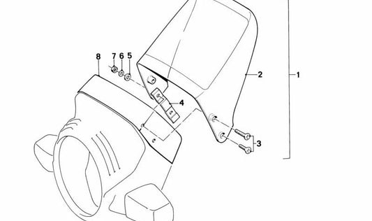 Plantilla para parabrisas delantero OEM 46632300145 para motos BMW K100, K100RS, K100RT, K100LT. Original BMW Motorrad.