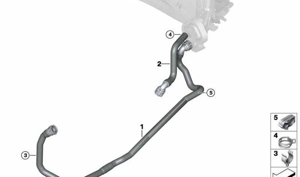 Manguera de retorno del líquido refrigerante OEM 64219317617 para BMW F25, F26. Original BMW.