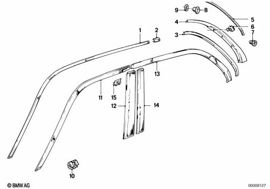 Links hintere Luftausgangsabdeckung für BMW E30 (OEM 51131922331). Original BMW.