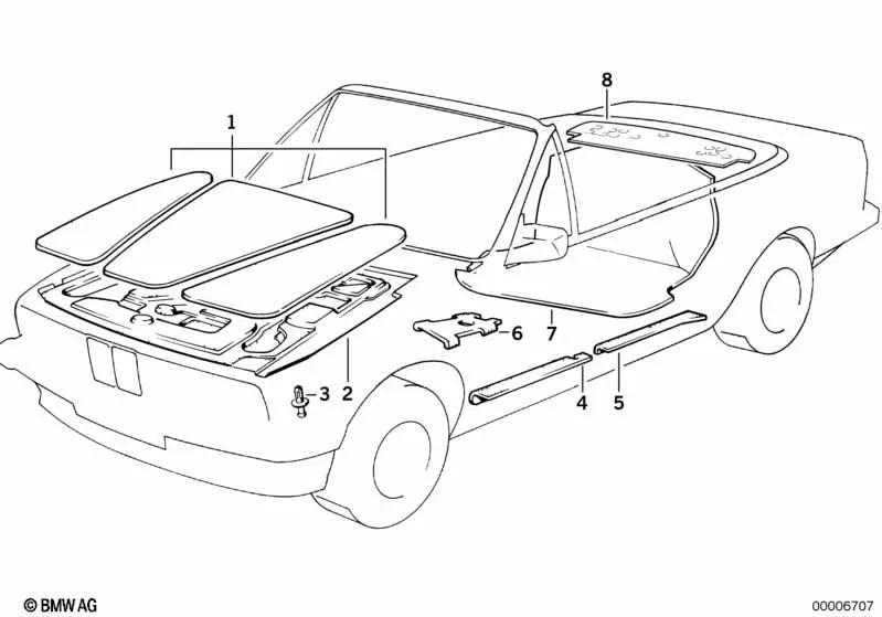 Aislamiento acústico del compartimento para BMW Serie 3 E30 (OEM 51481913067). Original BMW