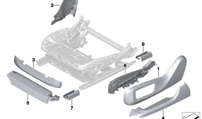Tapa embellecedora guía asiento delantero derecho OEM 52107499990 para BMW G05, G18, F95, G06, F96, G07, G09. Original BMW.