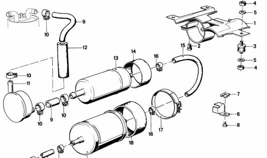 Fiche de rétention OEM 16121153278 pour BMW E23. Pièce BMW originale.