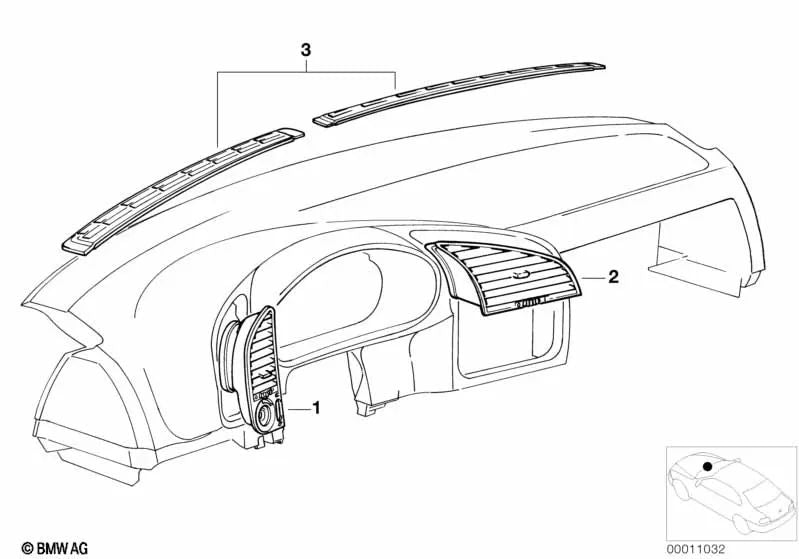 Zentrales Frischluftnetz für BMW E36 (OEM 64228363534). Original BMW