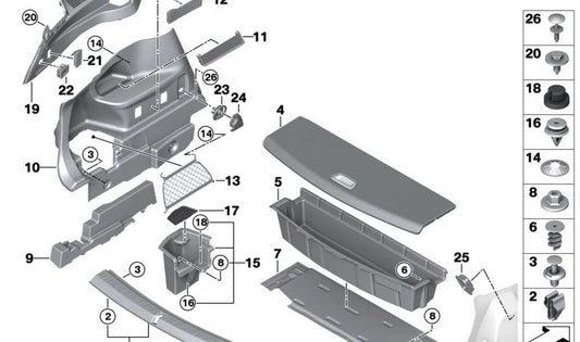 Soporte izquierdo chasis tercera fila de asientos OEM 51477327027 para BMW Serie 2 Active Tourer F46, F46N. Original BMW.