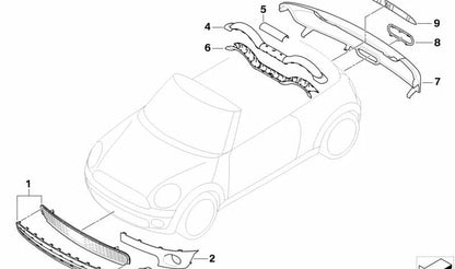 Moldura con aparejo derecho OEM 51112755688 para MINI R56, R55, R57, R56 LCI... y más. Original MINI.