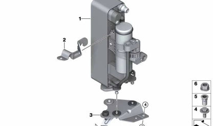 Soporte de condensador A/C OEM 64219343668 para BMW F20, F21, F22, F23, F30, F31, F32, F33, F34, F36. Original BMW.