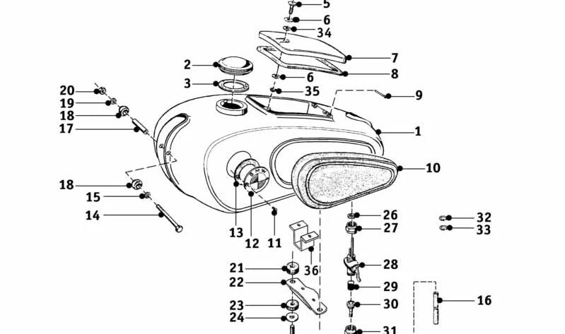 Depósito de combustible imprimado OEM 16110035286 para BMW R26 y R27. Original BMW.