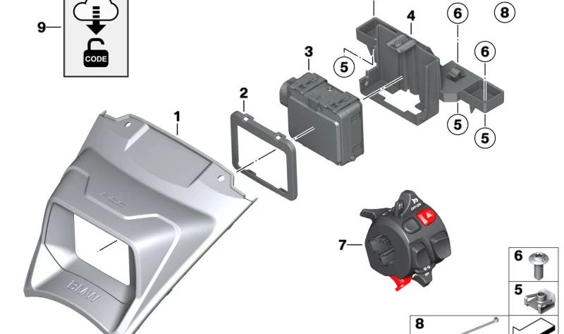 Interruptor combinado esquerdo OEM 61319467933 para motocicletas BMW R18 B, R18 Transcontinental. Originais BMW Motorrad.