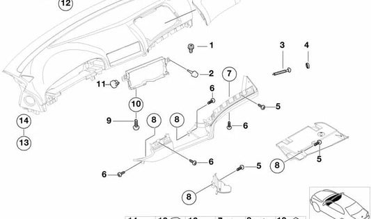 Soporte izquierdo salpicadero OEM 51458176521 para BMW E39 520d, 520i. Pieza original BMW.