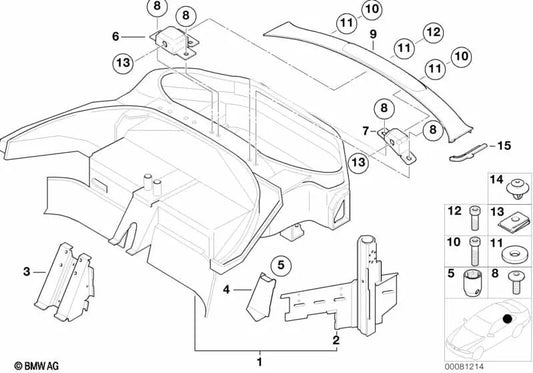 Rear inner window frame support for BMW E52 (OEM 41517011659). Original BMW