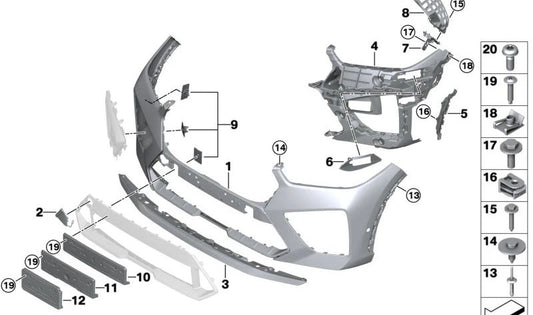 Front Right Bumper Insert Adapter for BMW X6 F96 (OEM 51118077790). Original BMW