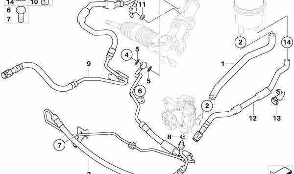 Tubo de expansión dirección asistida OEM 32416781802 para BMW E60, E60N, E61, E61N, E63, E63N, E64, E64N. Original BMW.