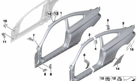 Pilar droit OEM 41007344966 pour BMW F32, F82. BMW d'origine.
