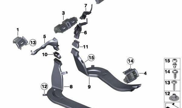 Conducto de calefacción trasero derecho OEM 64229175040 para BMW F25, F26. Original BMW.