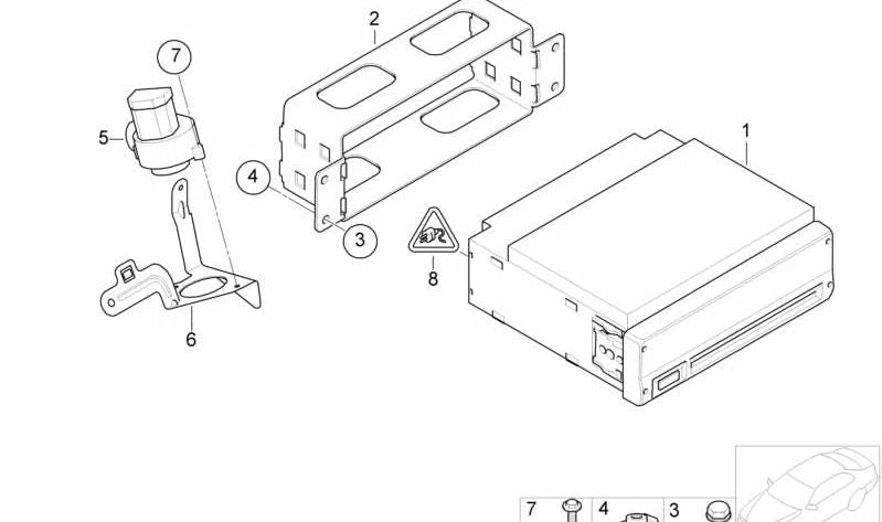 Soporte para unidad de navegación OEM 65908385498 para BMW E65, E66. Original BMW.