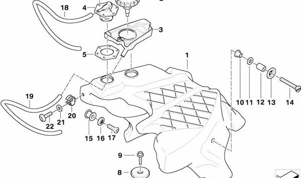 Bandeja recogedora OEM 16112308139 para BMW Motorrad K 1200 LT, K 1200 RS. Original BMW Motorrad.