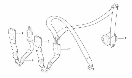Right rear belt OEM 72111977416 for BMW E36 {316g, 316i, 316i automatic}. Original BMW.