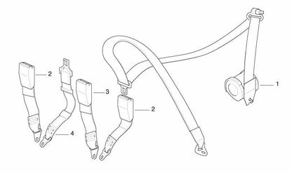 Izquierdo OEM rear belt 72111977415 for BMW E36 {316g, 316i, all compatible models}. Original BMW.