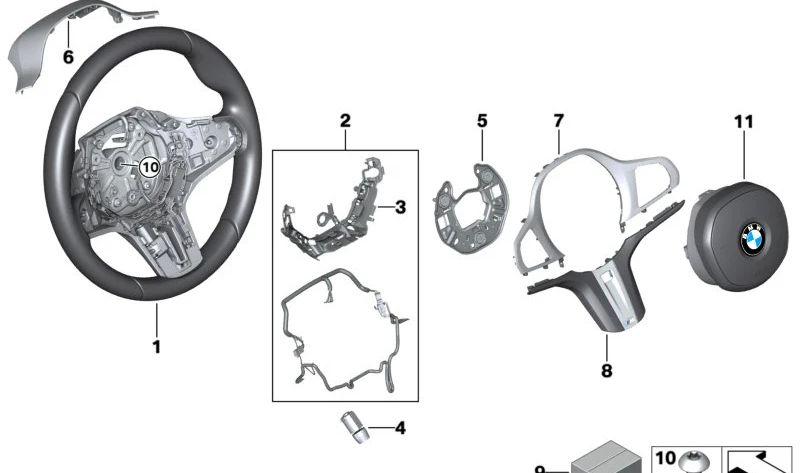 Embellecedor decorativo volante OEM 32308747783 para BMW G20, G20N, G21, G21N, G28, G28N, G80, G81, G22, G23, G26, G26E, G82, G83. Original BMW.