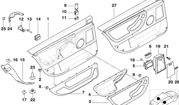 Cerradura izquierda OEM 51228188683 para BMW E38. Original BMW