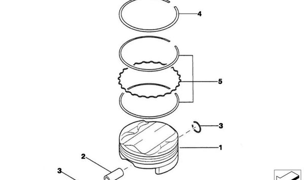 Juego de segmentos de pistón OEM 11252195257 para BMW E30, E36, E28, E34, E24, E32, Z3. Original BMW.