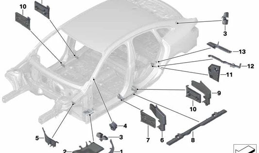Peça de entrada traseira direita para BMW 1 F40 Series, F70, Série 2 F44 (OEM 41007434718). BMW original