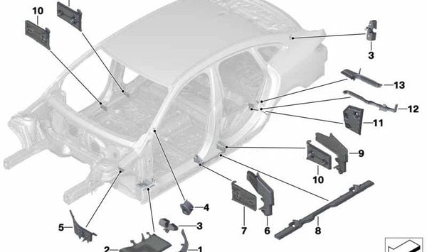 Revestimiento exterior inferior derecho del pilar C OEM 41007473826 para BMW F44. Original BMW.