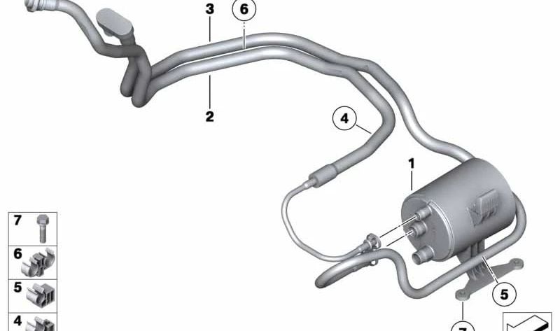 Clip sujeción de tubos OEM 16127224625 para BMW E89, G45 (X3 20 xDrive 31G/32G/35G/36G/41G/76J/77J/78J/85J, X3 30 xDrive 53G), Serie 2 G45. Original BMW.