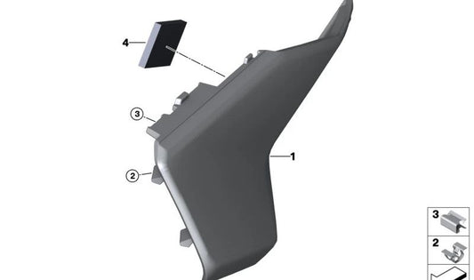 Protección de rodilla derecha OEM 46631541496 para motos BMW R 1300 GS (KA1). Original BMW Motorrad.