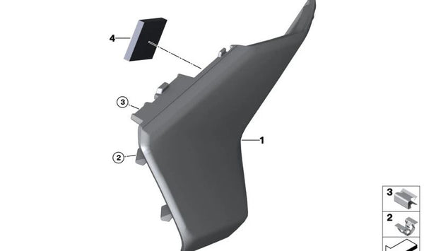 Protección de rodilla derecha OEM 46631541496 para motos BMW R 1300 GS (KA1). Original BMW Motorrad.