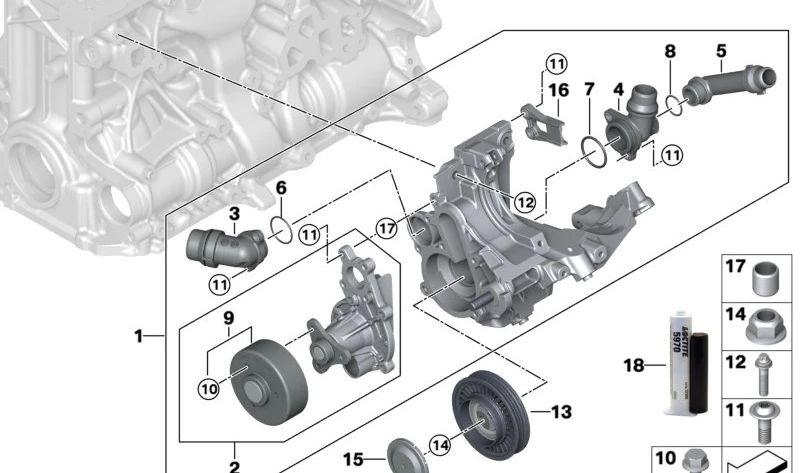Tensor de correia mecânica OEM 11288638617 para BMW F30, F30N, G20, G20N, G21, G21N, G30, G30N, G31N, G38, G38N, G11, G12, G01, G01N. BMW original.