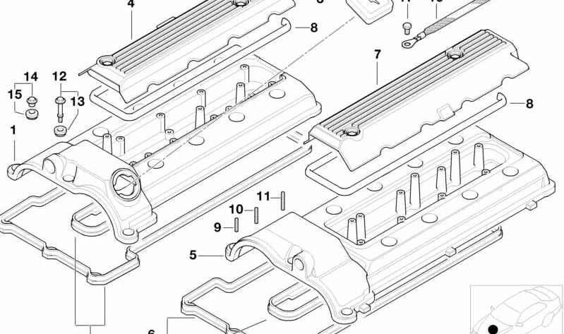 Junta perfil de la tapa de cilindros OEM 11120001269 para BMW E39 (M5) y E52 (Z8). Compatible con motores S62. Original BMW.