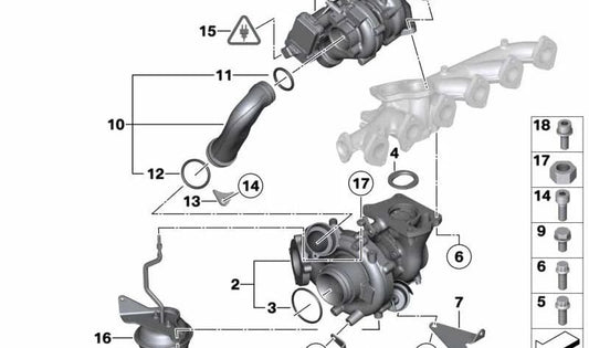 Actuador de presión (válvula de vacío) OEM 11658513664 para BMW F07, F10, F11, F01, E70, E71. Compatible con motores N57S en modelos 535d y 740d. Original BMW.