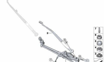 Brazo del limpiaparabrisas lado pasajero OEM 51138492677 para BMW G01, G08, F97, G02, F98. Original BMW.